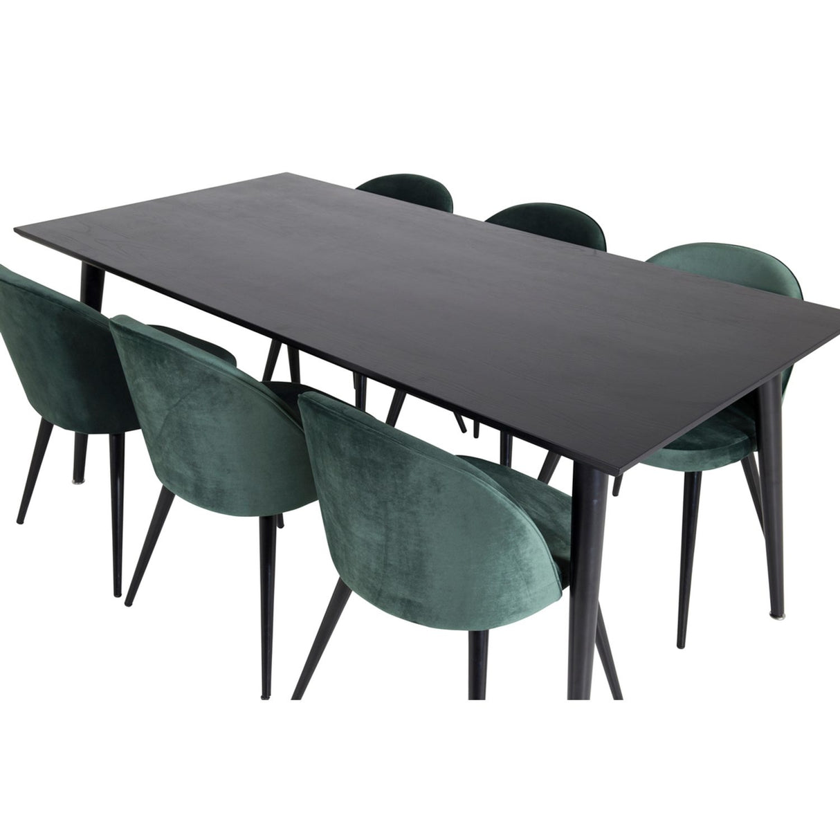 Dipp, Velvet Rektangulär matgrupp Svart,Grön, Svart, 180 x 90