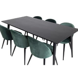 Dipp, Velvet Rektangulär matgrupp Svart,Grön, Svart, 180 x 90