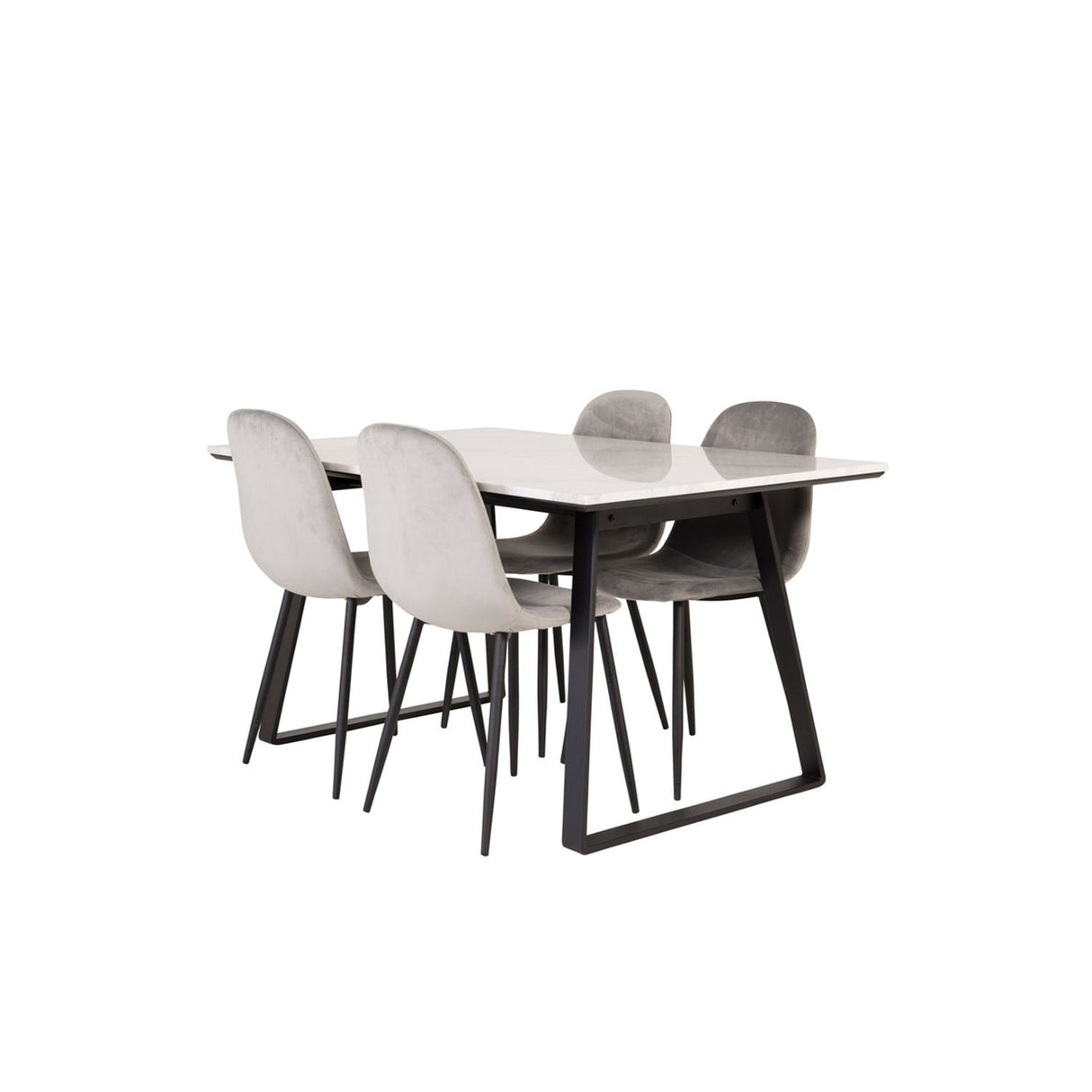 Estelle, Polar Rektangulär matgrupp Svart,Grå, Svart,Vitt, 140 x 90