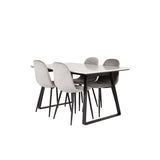 Estelle, Polar Rektangulär matgrupp Svart,Grå, Svart,Vitt, 140 x 90