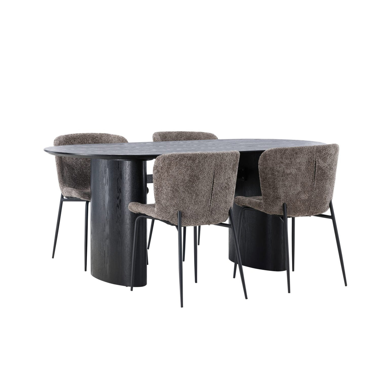 Isolde, Modesto Oval matgrupp Svart,Brun, Svart, 180 x 90