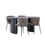 Isolde, Modesto Oval matgrupp Svart,Brun, Svart, 180 x 90