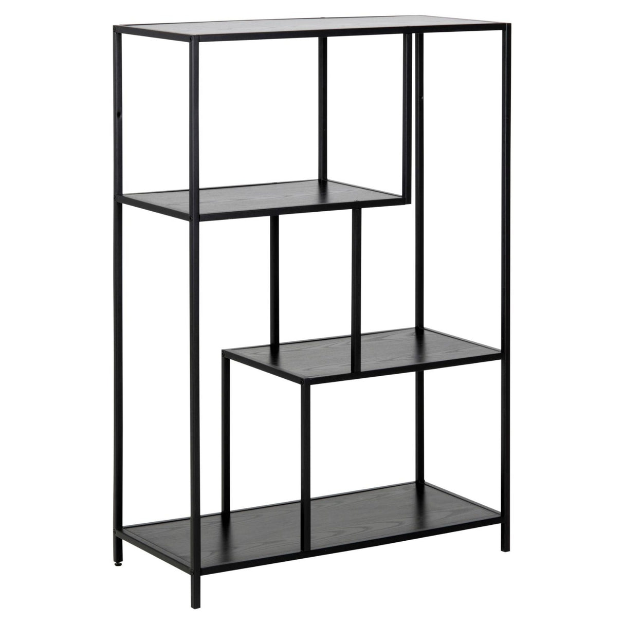 Seaford Bokhylla Asymmetrisk 114x77x35 cm Svart