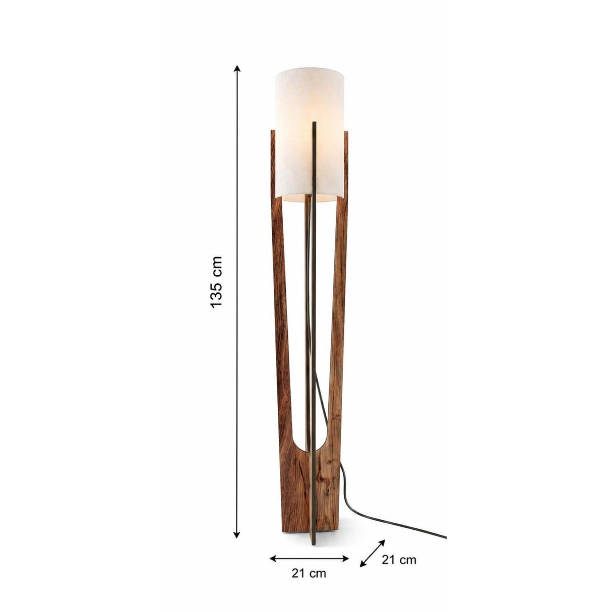 Minimalistisk (H 135 cm) Golvlampa Valnöt