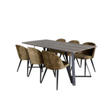 Marina, Velvet Rektangulär matgrupp Svart,Grön, Svart,Grå, 180 x 90