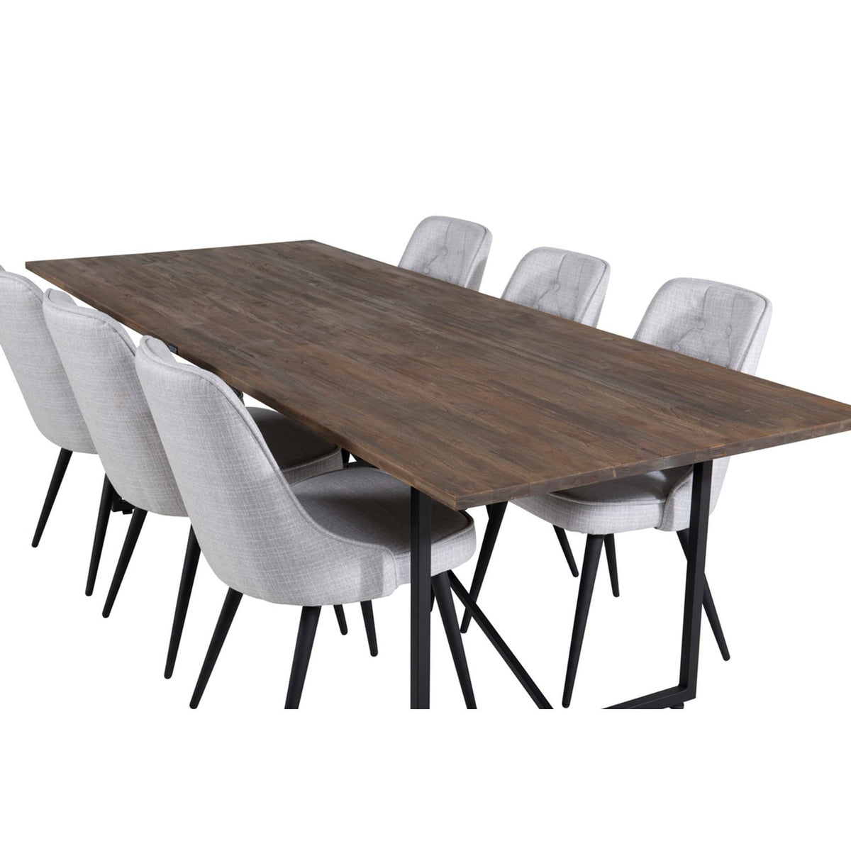 Padang, Velvet Deluxe Rektangulär matgrupp Svart,Ljusgrå, Svart,Natur, 250 x 100