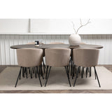 Stone, Berit Rektangulär matgrupp Beige, Svart, Svart, Mocka, 220 x 100