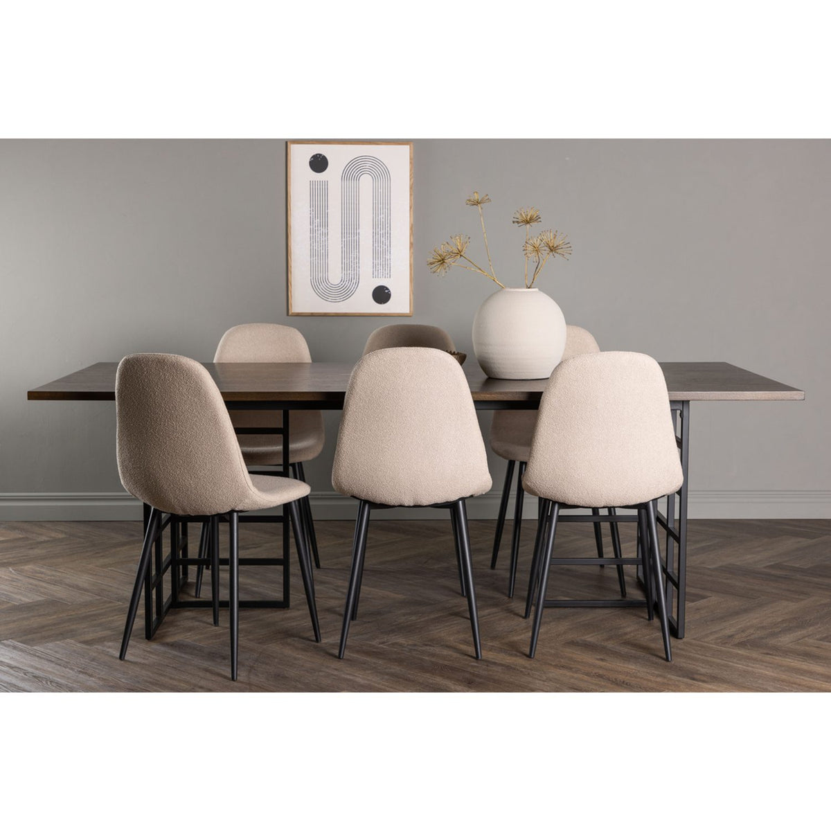 Ystad, Polar Rektangulär matgrupp Beige,Svart, Svart, mocka, 220 x 100