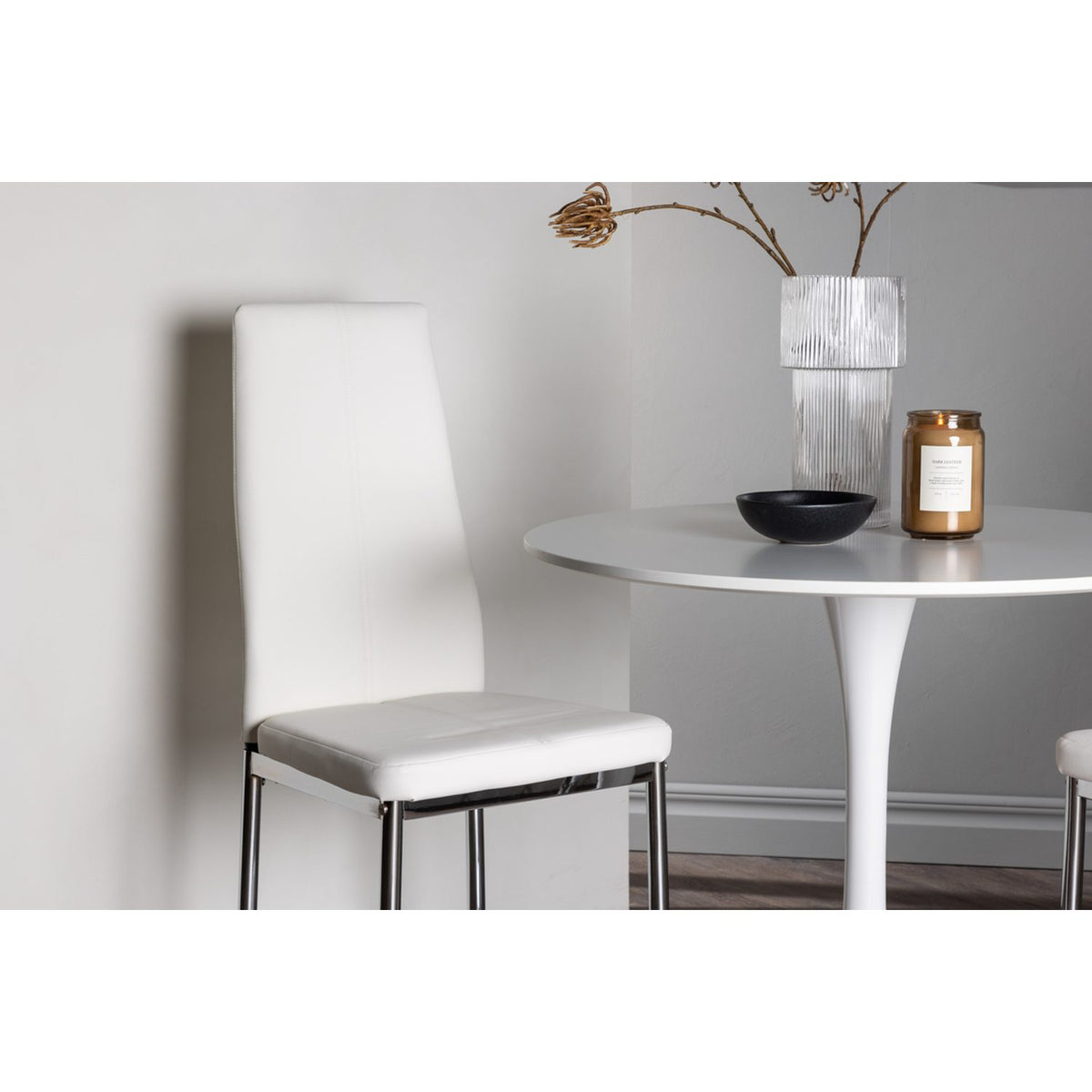 Hamden, Pastill Rund matgrupp Silver,Vitt, Vit, ⌀80