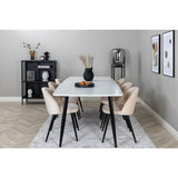 Polar, Velvet Rektangulär matgrupp Beige,Svart, Svart, Vit, 240 x 100