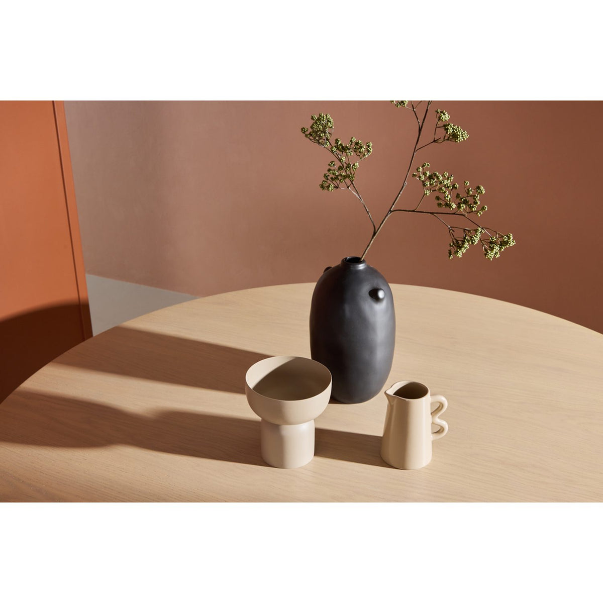 Köpenhamn Runt matbord Beige, vitlaserad, MDF, ⌀140