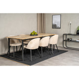 Cirebon, Velvet Rektangulär matgrupp Beige,Svart, Svart,Natur, 200 x 90