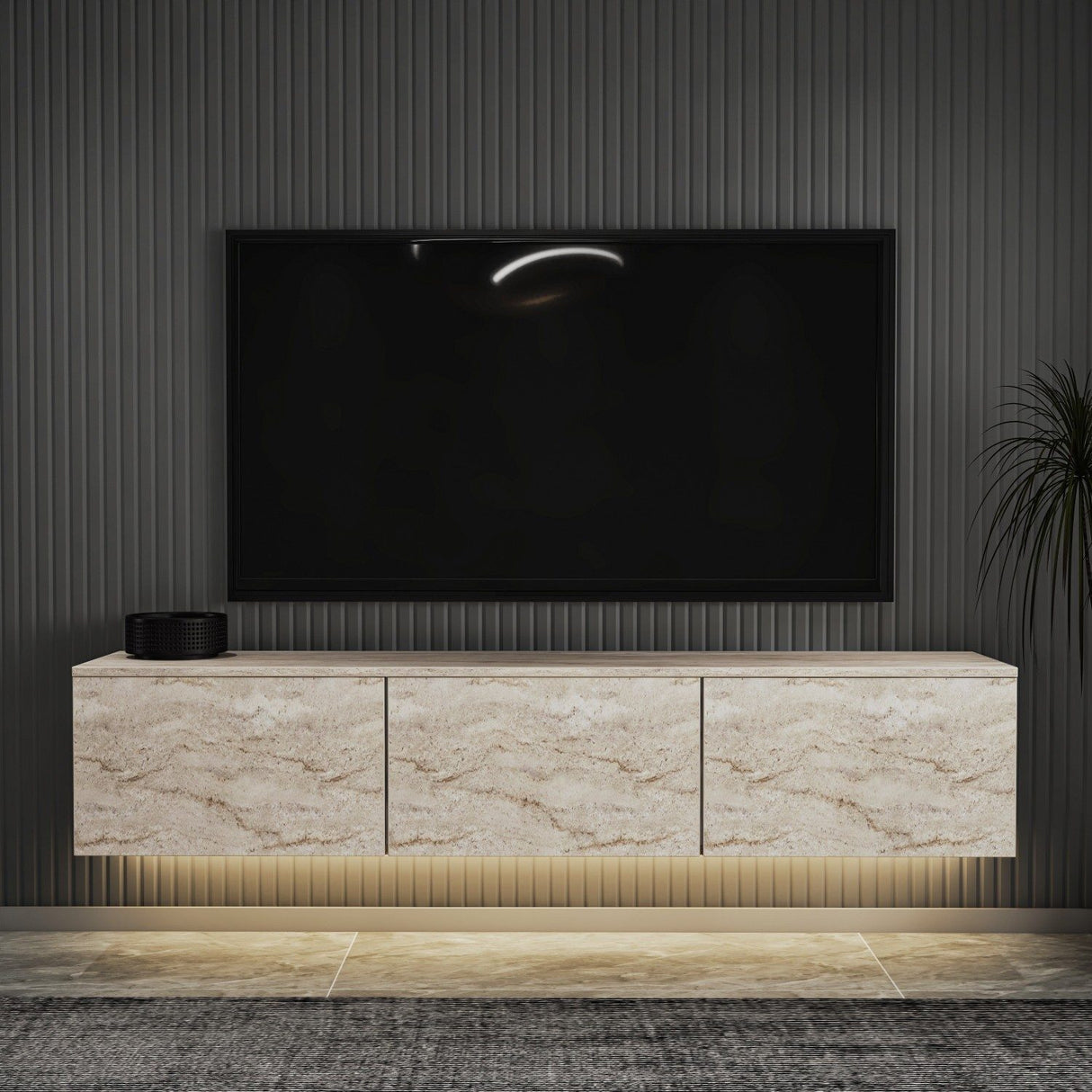 Bergen Upplyst (160 x 35 x 32 cm) TV-bänk Travertin