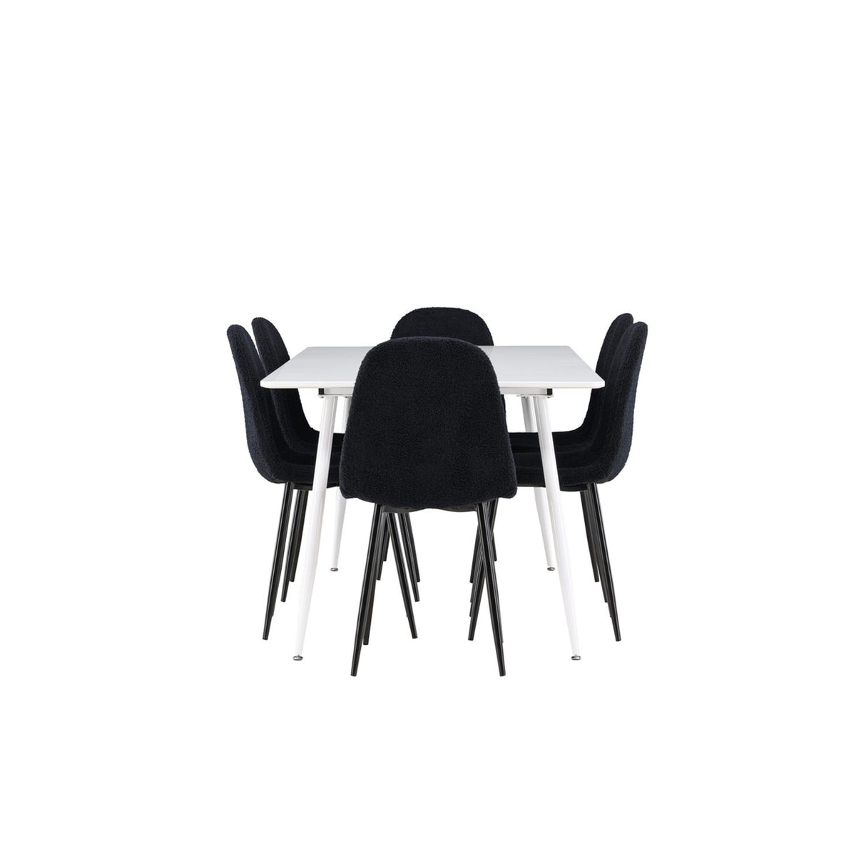 Silar, Polar Rektangulär matgrupp Svart, Vit, 180 x 90