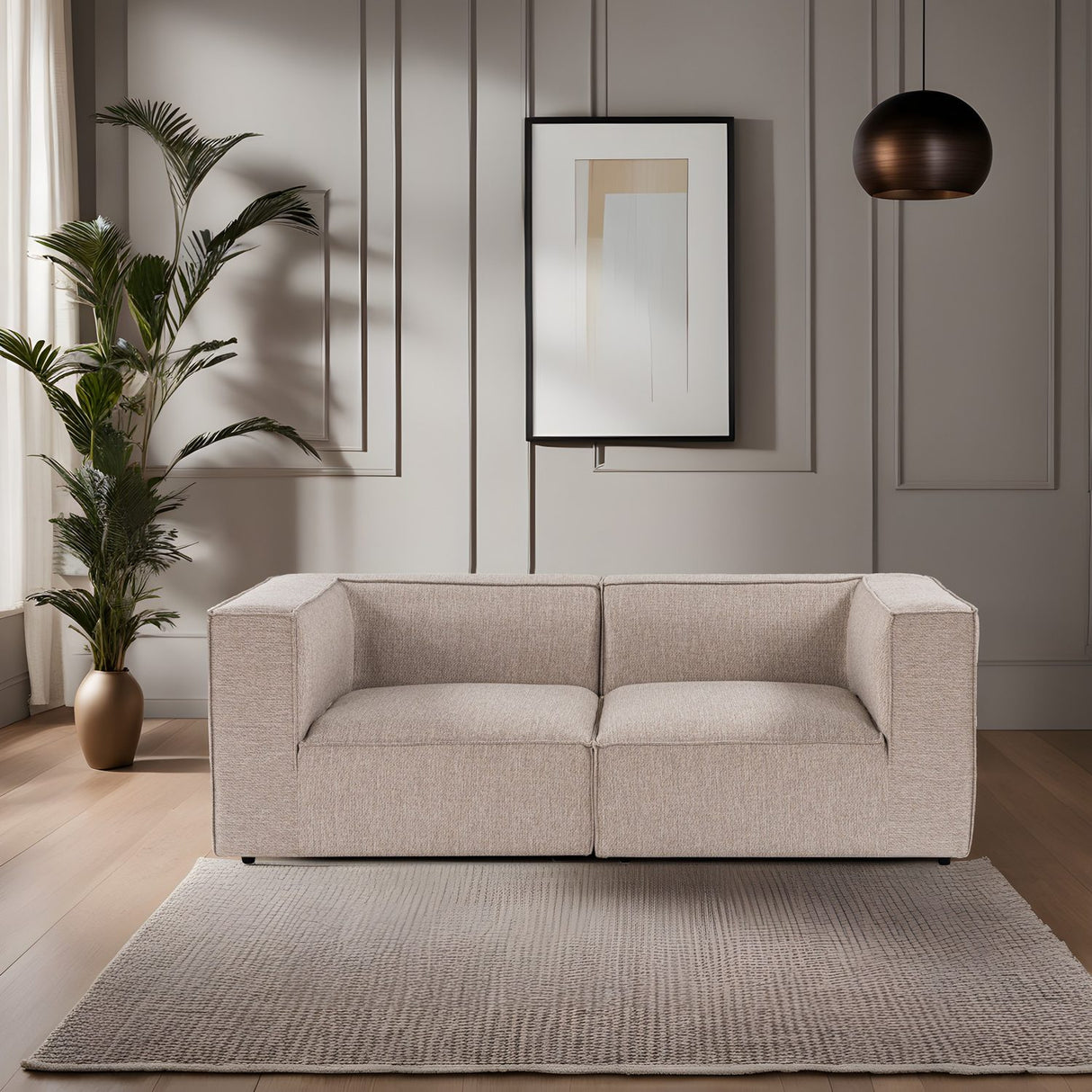 Reykjavik 2 (95 x 190 x 65 cm) 2-sitssoffa Sandbeige