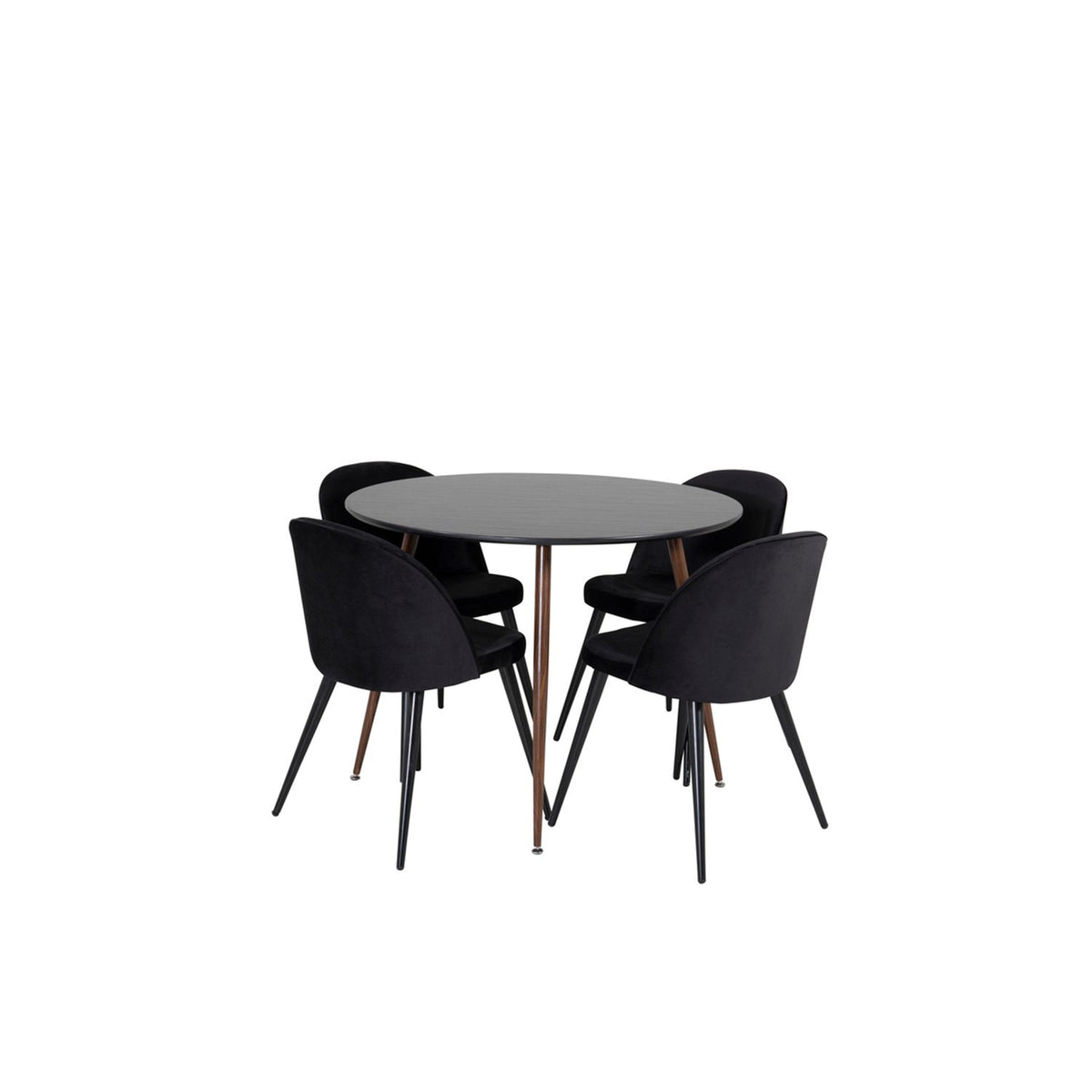 Plaza, Velvet Rund matgrupp Svart, Svart, 4st