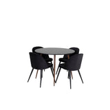 Plaza, Velvet Rund matgrupp Svart, Svart, 4st