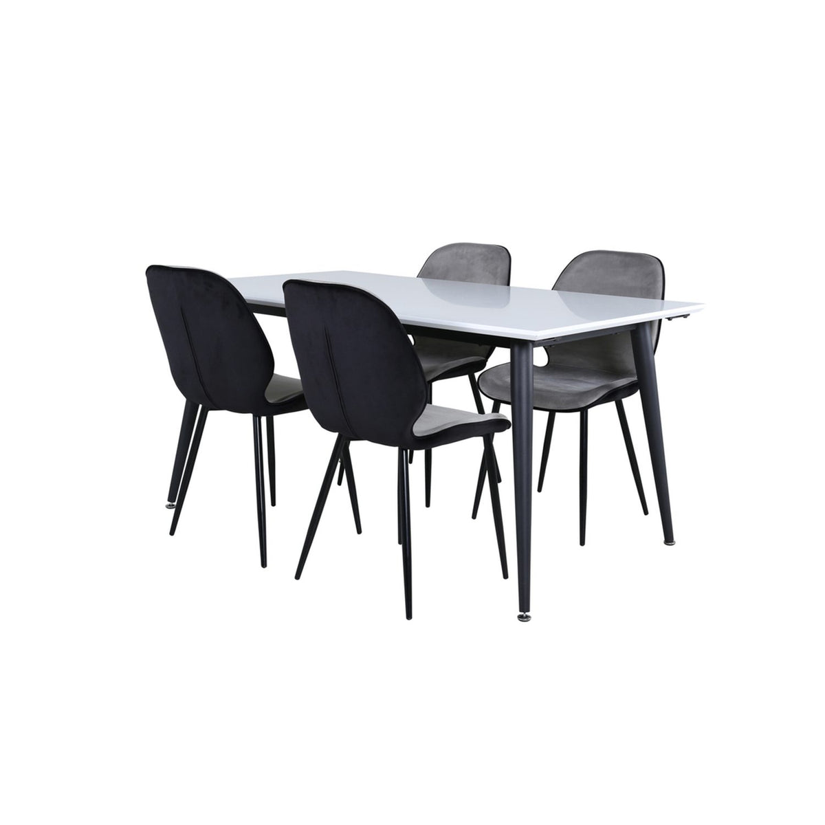 Jimmy, Emma Rektangulär matgrupp Svart,Grå, Svart,Vitt, 150 x 90