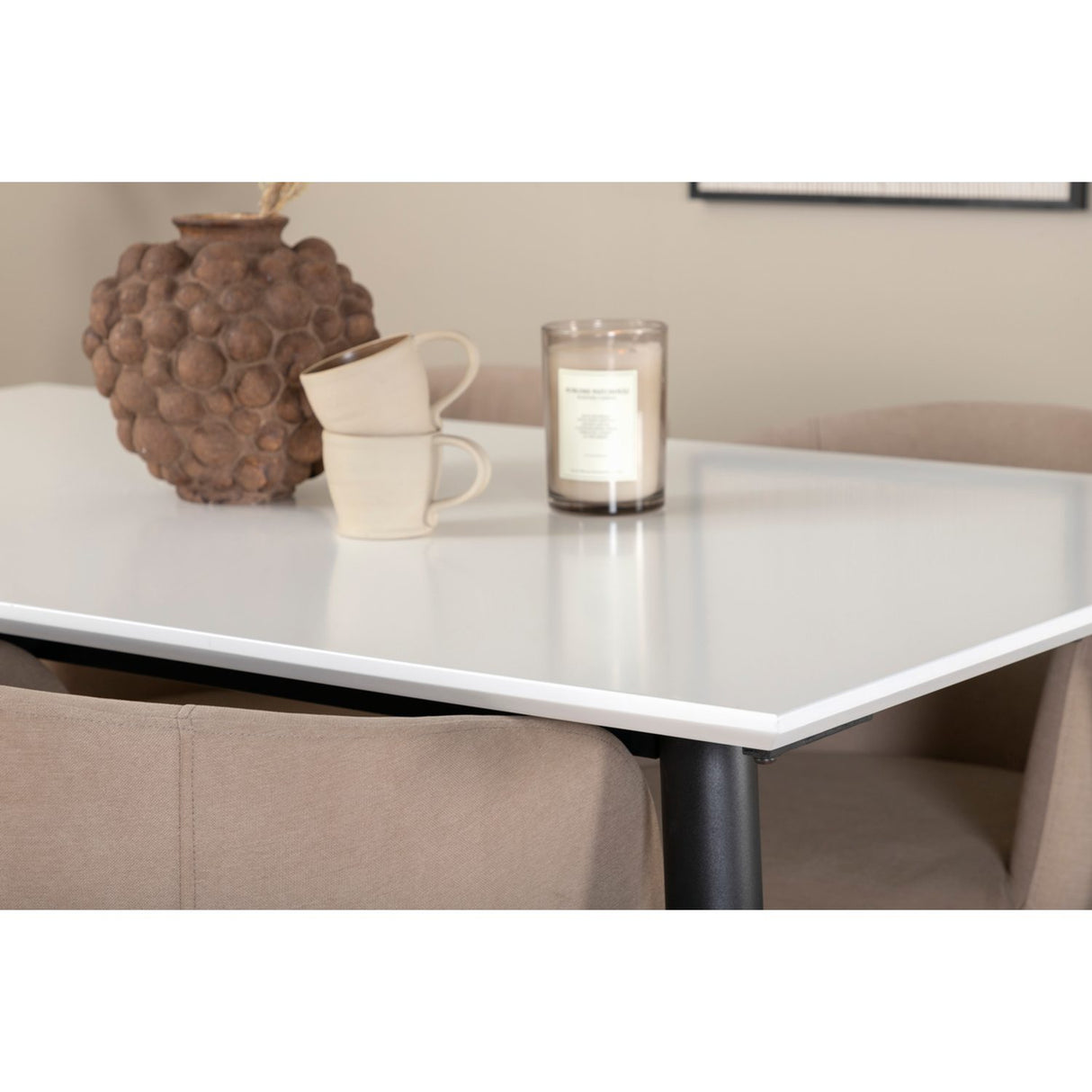 Jimmy, Berit Rektangulär matgrupp Beige, Svart, Svart,Vitt, 150 x 90