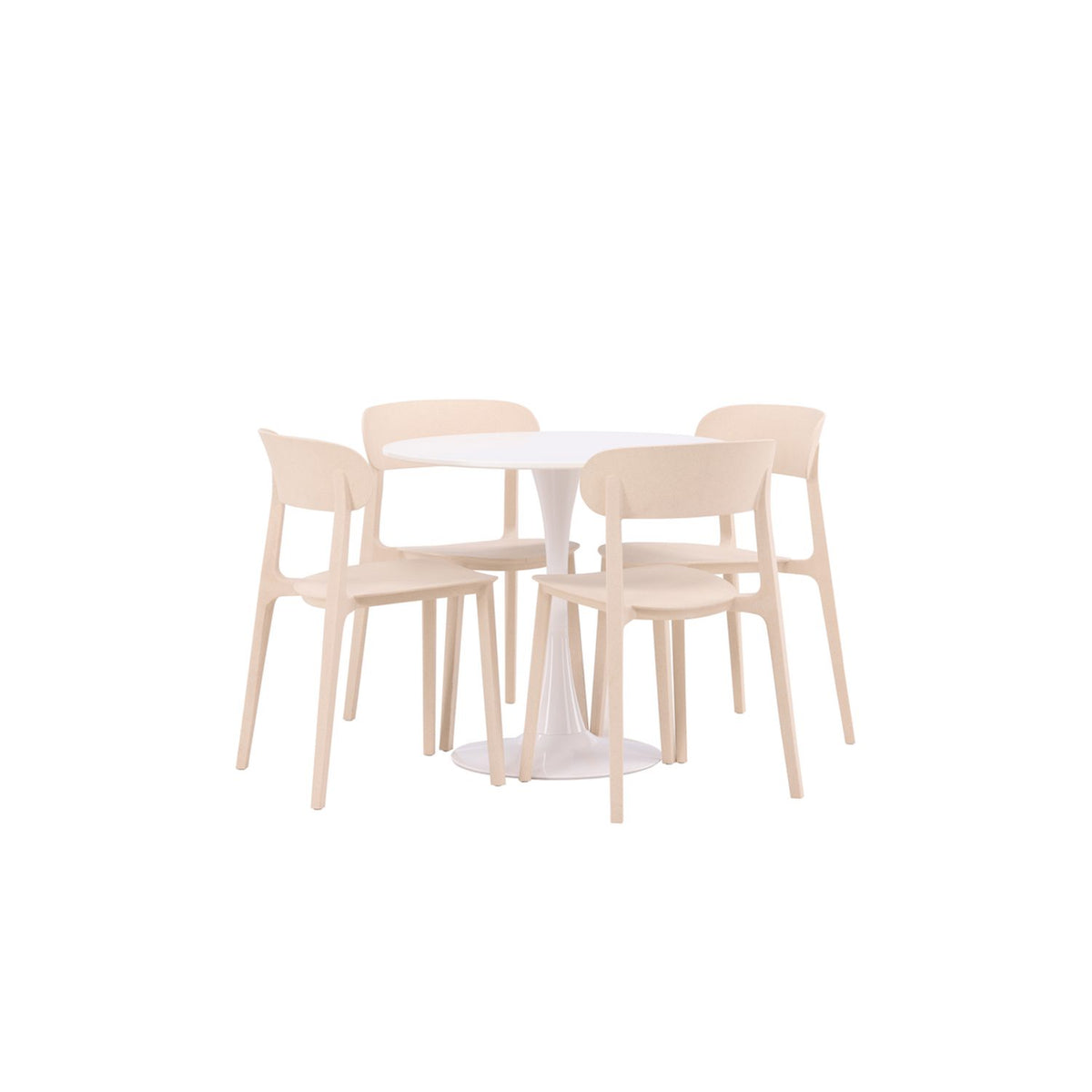 Hamden, Åstol Rund matgrupp Beige, Vit, ⌀80