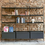 Pier System 133 3 sektioner 242 × 34 × 209 cm Hyllsystem PS White, Klaranodiserad aluminium
