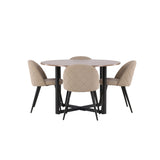Durango, Velvet Rund matgrupp Beige, Svart, Svart, valnöt, ⌀120