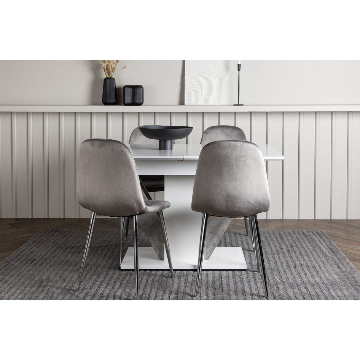 Disa, Eva Rektangulär matgrupp Silver, Grå,Vit, 120 x 80