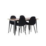Tempe, Polar Rektangulär matgrupp Svart, Valnöt, 140 x 80
