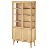 Broholm Vitrinskåp Glassidor & Trädörrar 100x197 cm Oljad Ek