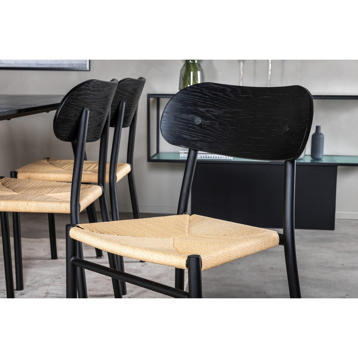 Dipp, Polly Rektangulär matgrupp Svart,natur, Svart, 180 x 90