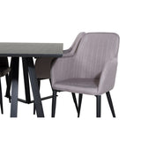Marina, Comfort Rektangulär matgrupp Svart,Grå, Svart, 180 x 90