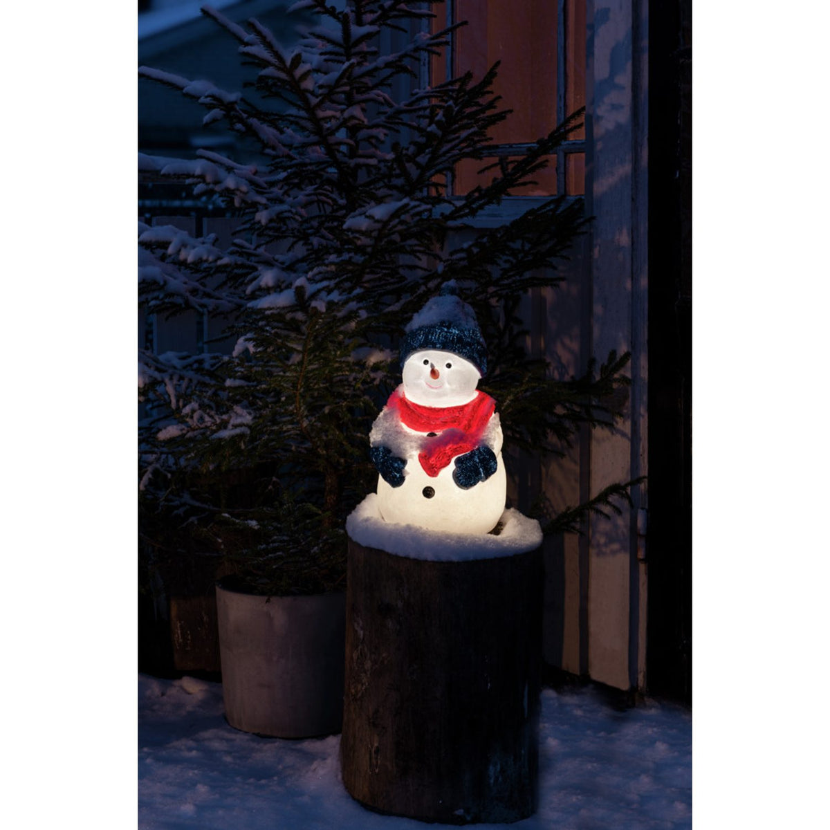 Snögubbe LED Plast Ljusdekoration Ute Varmvit