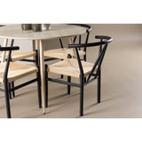Plaza, Alfons Rund matgrupp Svart, beige, Vitlaserad, ⌀100