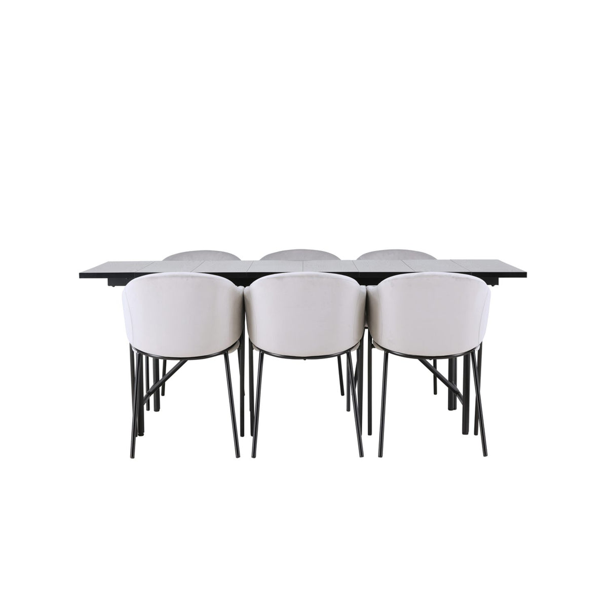 Astrid, Evelina Rektangulär matgrupp Svart,Grå, Svart, 200 x 90