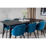 Dipp, Velvet Rektangulär matgrupp Svart,Blå, Svart, 180 x 90