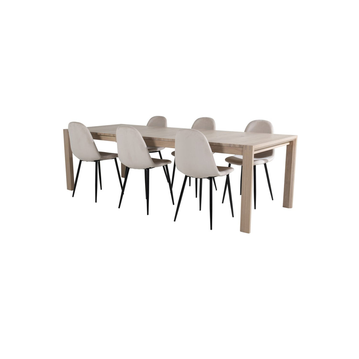 Slider, Polar Rektangulär matgrupp Beige,Svart, Vitlaserad, 170 x 95
