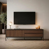 Lorenza (180 x 55 x 40 cm) TV-bänk Milano valnötträ svart svart