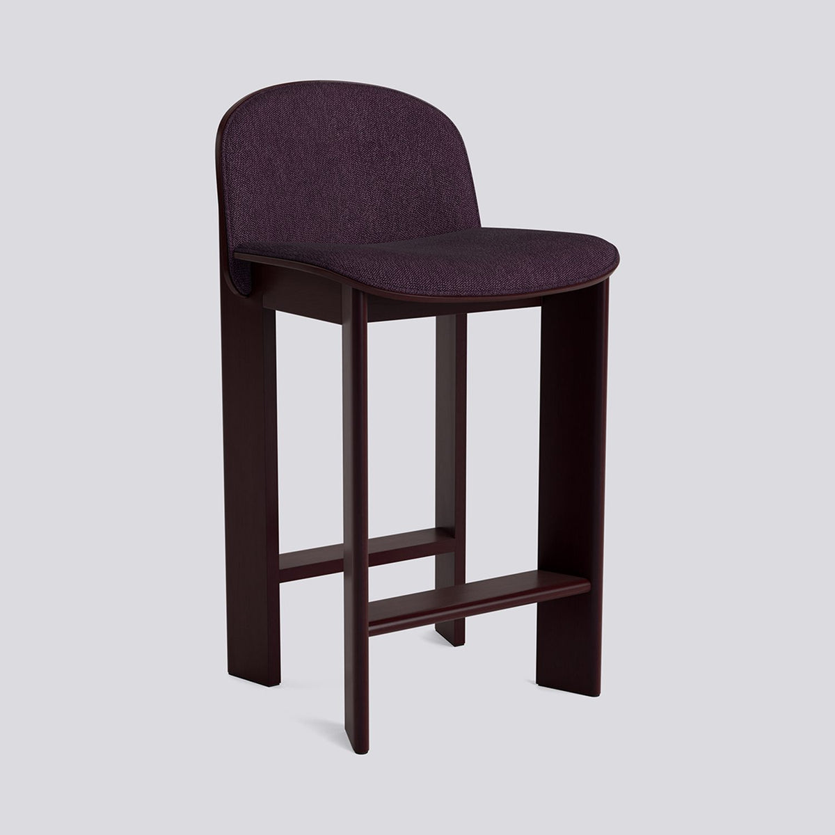 Chisel 35 med ryggstöd 65 cm Barpall Dark Bordeaux – lackerad bokfaner, Turf Burgundy