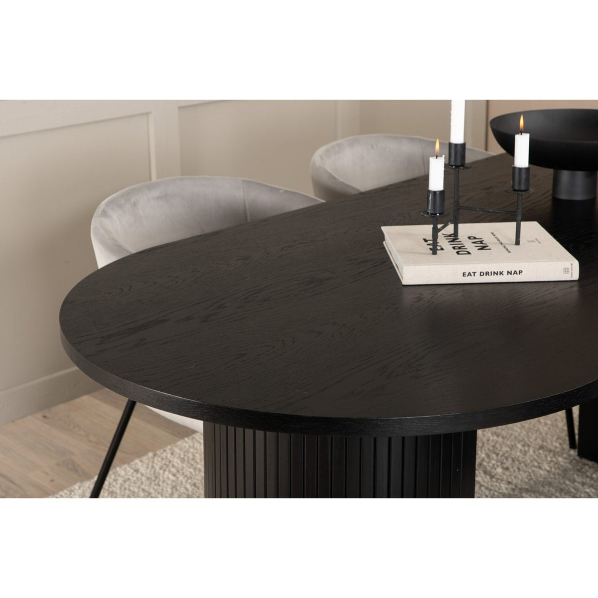 Bianca, Berit Oval matgrupp Grå, Svart, 4st