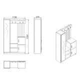 Coreno (113,6 x 179,7 x 37,5 cm) Hallmöbel Atlantisk furu vit