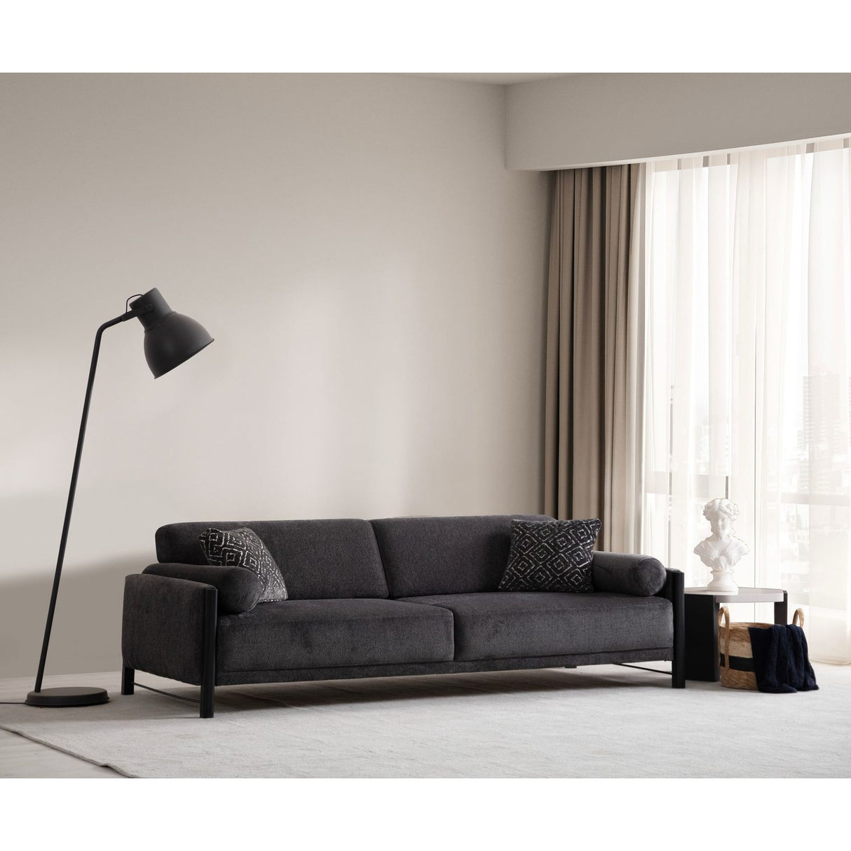 Norra (235 x 67 x 100 cm) 3-sitssoffa Grå