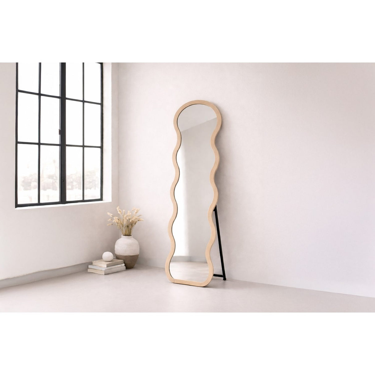 Loui Stor spegel Beige