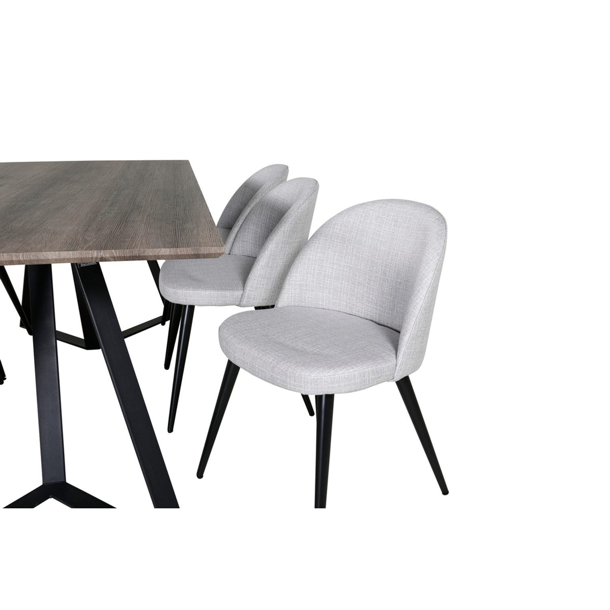 Marina, Velvet Rektangulär matgrupp Svart,Ljusgrå, Svart,Grå, 180 x 90