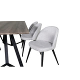 Marina, Velvet Rektangulär matgrupp Svart,Ljusgrå, Svart,Grå, 180 x 90