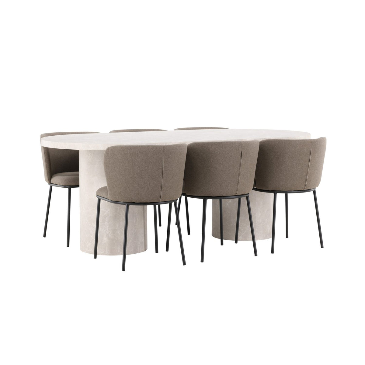 Narvik, Edina Oval matgrupp Svart,Brun, Beige, 200 x 100