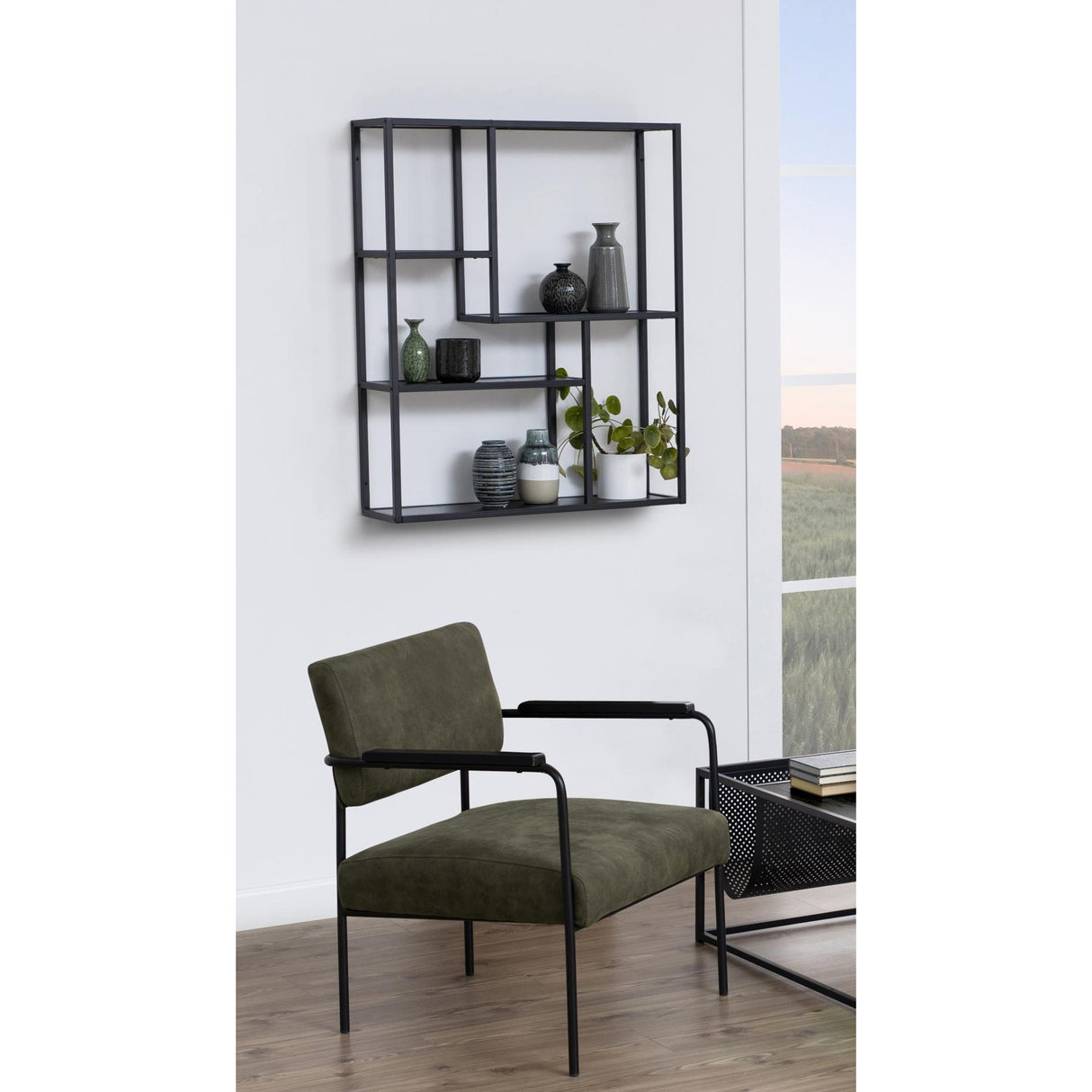 Seaford Vägghylla 91x75x20 cm Svart