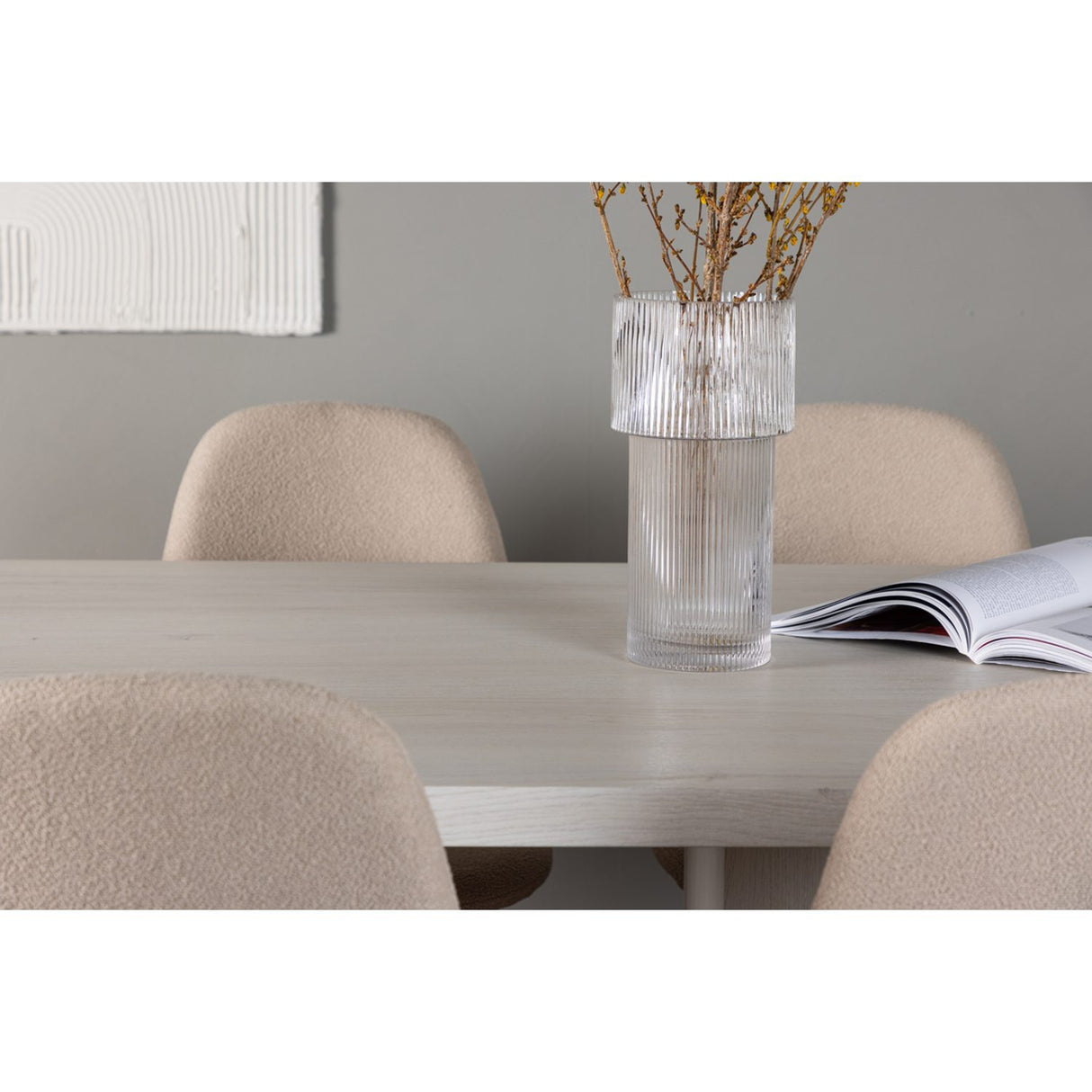 Olga, Polar Rektangulär matgrupp Beige,Svart, Vit, 200 x 90