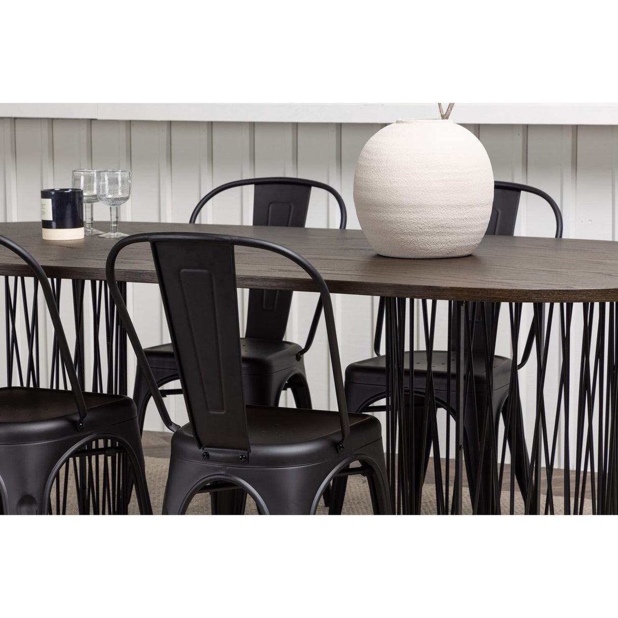 Stone, Tempe Ovalt matgrupp Svart, Svart,mocka, 220 x 100