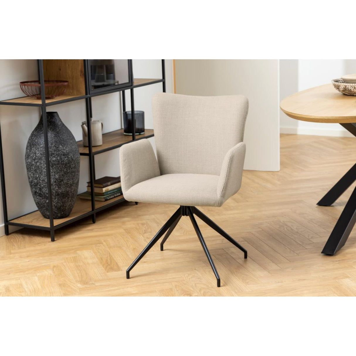 Millau Karmstol Basel tyg Beige