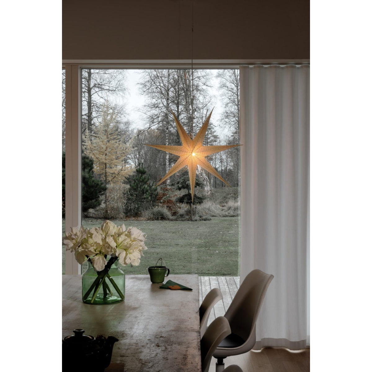 Hängande Papper 7-uddig med Sladdställ Julstjärna Inne Mässing, 78 cm